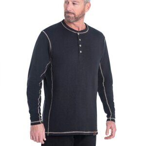 Legendary Whitetails Men's Medium Black Maverick Slub Henley Long Sleeve Shirt
